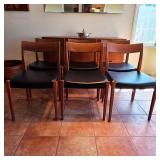 Set of six Mid-Century Swedish Kontiki teak dining chairs, attributed to Yngve Ekström for Hugo Troe