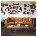 MCM sofa, MCM coffee table, Industrial forms, molds, and antique tools