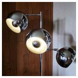 Koch Lowy three-globe chrome floor lamp, restored and tested