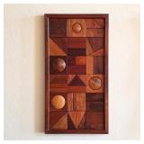 David Criner signed Mid-Century wood assemblage wall sculpture