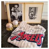 Sports memorabilia collection, including this team signed authentic Angels jersey (circa 1997-2001),