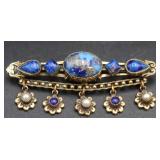 Original By Robert Etruscan Lapis Glass Brooch