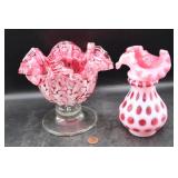 Lot # : 274 - Vintage Fenton Cranberry Coin Dot Glass