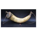 Lot # : 64 - 1888 Scrimshaw Carved Powder Horn