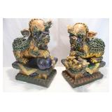 Lot # : 146 - Pair of Intricate Chinese Foo Dogs