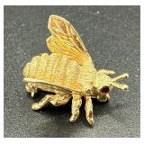 Lot # : 35 - 14K Gold w Ruby Eyes Bee Bug Insect Pin Brooch