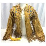 Lot # : 134 - Native American Beaded & Fringed Leather Jacket