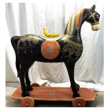 Lot # : 41 - ~1890 Hand Carved Painted Temple Track Horse