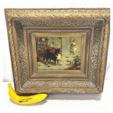 Lot # : 1 - Cat v Dog Oil Painting