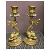 BRASS DOLPHIN CANDLESTICKS