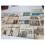 NEWSPAPERS - MOON, JFK, CHURCHILL