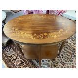 OVAL INLAID WOOD TABLE