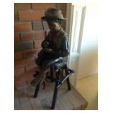 Bronze Boy on Stool Fishing