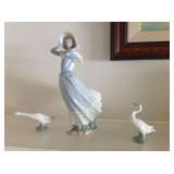 Lladro lady w/ 2 Geese
