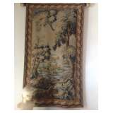 Needlepoint Tapestry and Alabaster Bust.