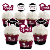 Graduation Cupcake Wrapper and Treat Pick Kit - Set of 24