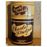 Vintage Charles Pretzels and Charles Cookies tins