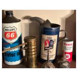 Phillips 66 Outboard Motor Oil | Eagle Brass Oil Can | Maytag Oil Spout Tin Can | Texaco Upper Cylin