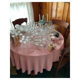 Round Kitchen Table w/ Vintage Glass Collection 