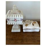 White Floral Pedestal Candy Vanity | Trinket Candy Dish 