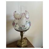 Vintage Fenton Rose Trellis Lamp 
