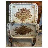 Vintage Large Metal TV Tray Set 