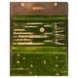 Keuffel & Esser Anvil Mechanical Drafting Tool Set Dividers And Compasses In Leather Case 