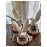 Andrea Sadek Porcelain White Doves 9" w/ Wood Base 