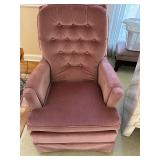 Upholstered Pink Velvet Recliner 