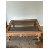 Carved Wood and Glass Coffee Table 