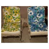 MCM Wrought Iron Chairs w/ Vintage Floral Upholstery 