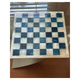 White and Blue Marble Chess Board 