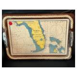 Serving Tray w/ Vintage Florida Map 