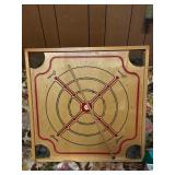 Vintage Carrom Gameboard w/ Sticks and Accessories 