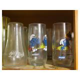 Vintage Smurf and Coca-Cola Collector Glasses 