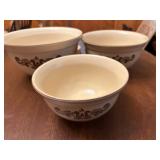 Pfaltzgraff Village Folk Art Pattern Tan & Brown Mixing Bowls 