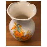 Vintage Orange Flower Design Vase 