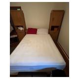 Master Bedroom Set - Queen Bed Frame, Mattress/Boxspring, Tall Side Storage Shelves (2), Dresser w/ 