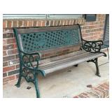 Outdoor Wood and Iron Bench 