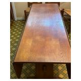 Drop Leaf MCM Dining Room Table w/ Six Ladderback Wicker Chairs 