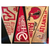 Vintage Atlanta Sports Pennants - Braves, Flames, Hawks and Falcons