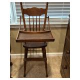 Antique American Victorian Oak High Chair 