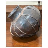 Vintage Tarahumara Indian Rawhide Bound Pottery Vessel 