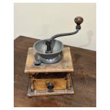 Antique Wood and Metal Coffee Grinder 