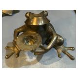 Bronze Frog Candlestick Holder 