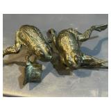 Two Bronze Frog Statues