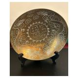 Antique Chinese Brass Etched Bowl 