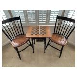 Antique Hitchcock Checkerboard Table w/ Two Chairs 