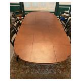 Vintage Hitchcock Drop Leaf Dining Table w/ Eight Chairs and Custom Table Pad 