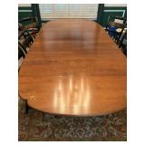 Vintage Hitchcock Drop Leaf Dining Table w/ Eight Chairs and Custom Table Pad 